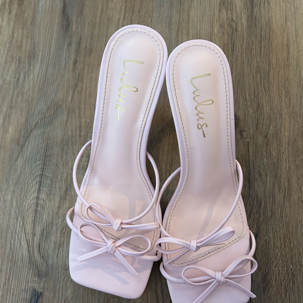Lulu's Blush Bow Heeled Sandals